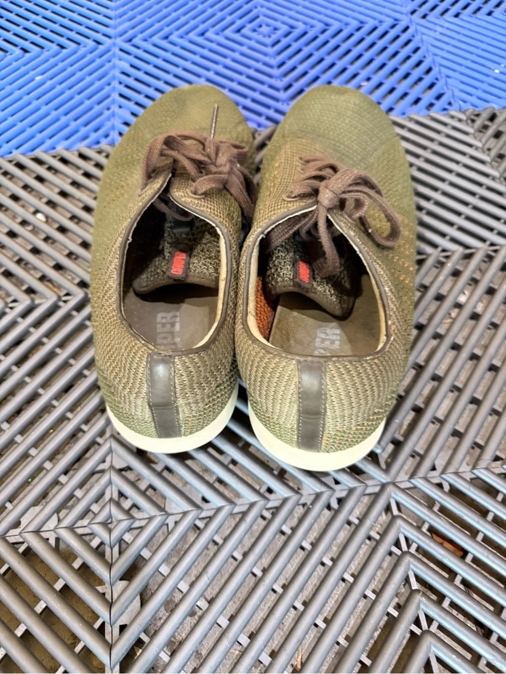 Camper Pelotas - Olive Knit Casual Sneakers - Brown Laces